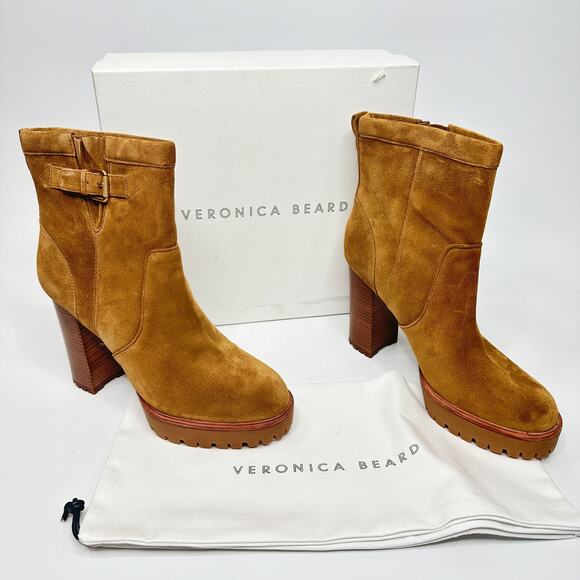 NWT Veronica Beard Hannigan Lug Sole Suede Hazelwood Buckle Boots Booties 11 - Picture 3 of 15